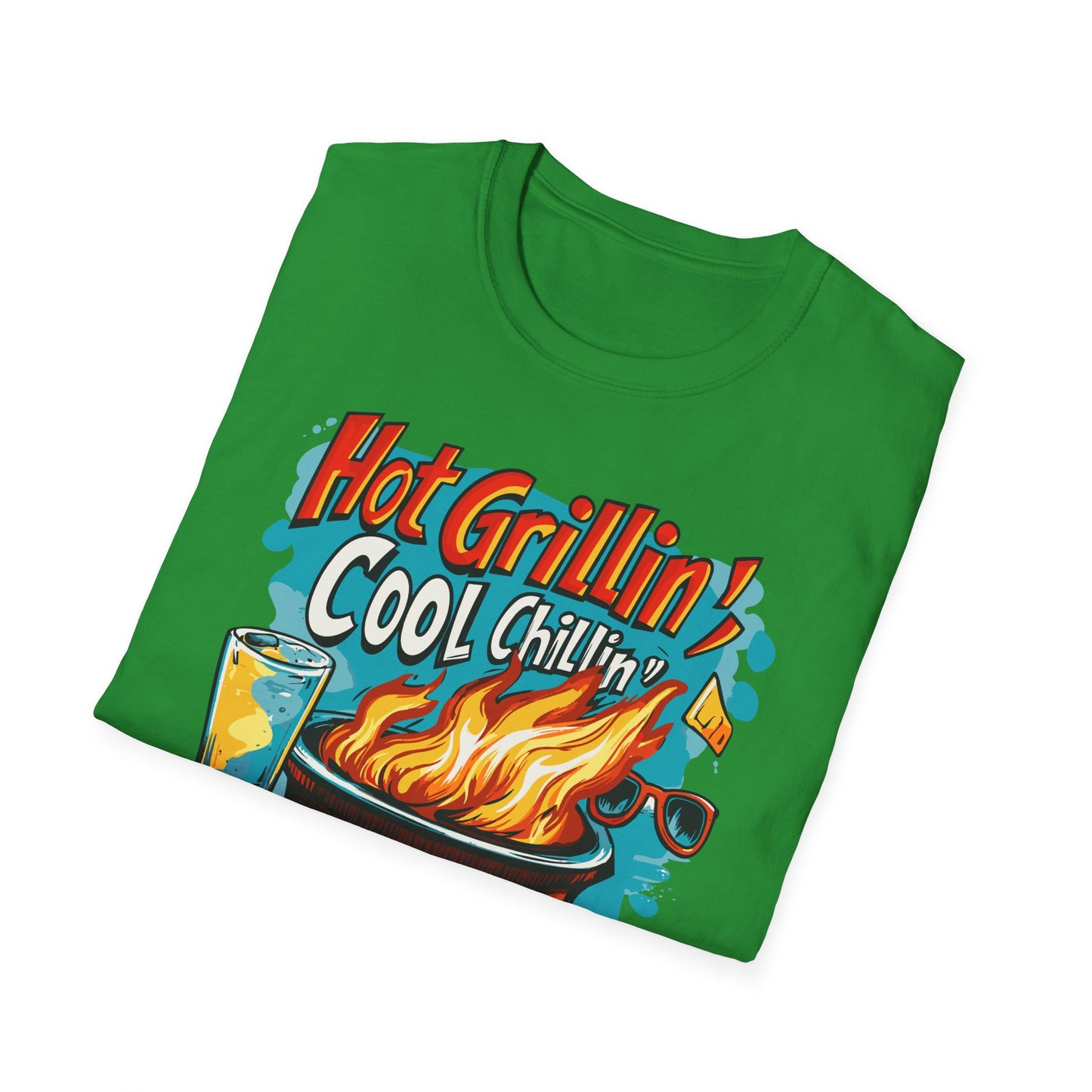 Hot Grillin Cool Chillin Cool Dad T-Shirt | Father's Day Gift | Unisex Tee for Dads | Comfortable Casual Wear | Gift for Dad | Fire Theme