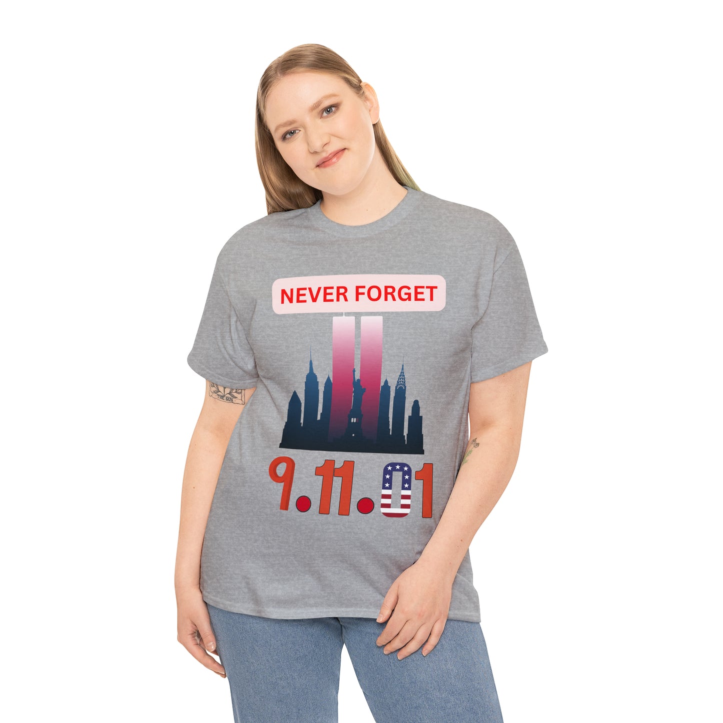 Unisex Heavy Cotton Tee- Never Forget 9/11