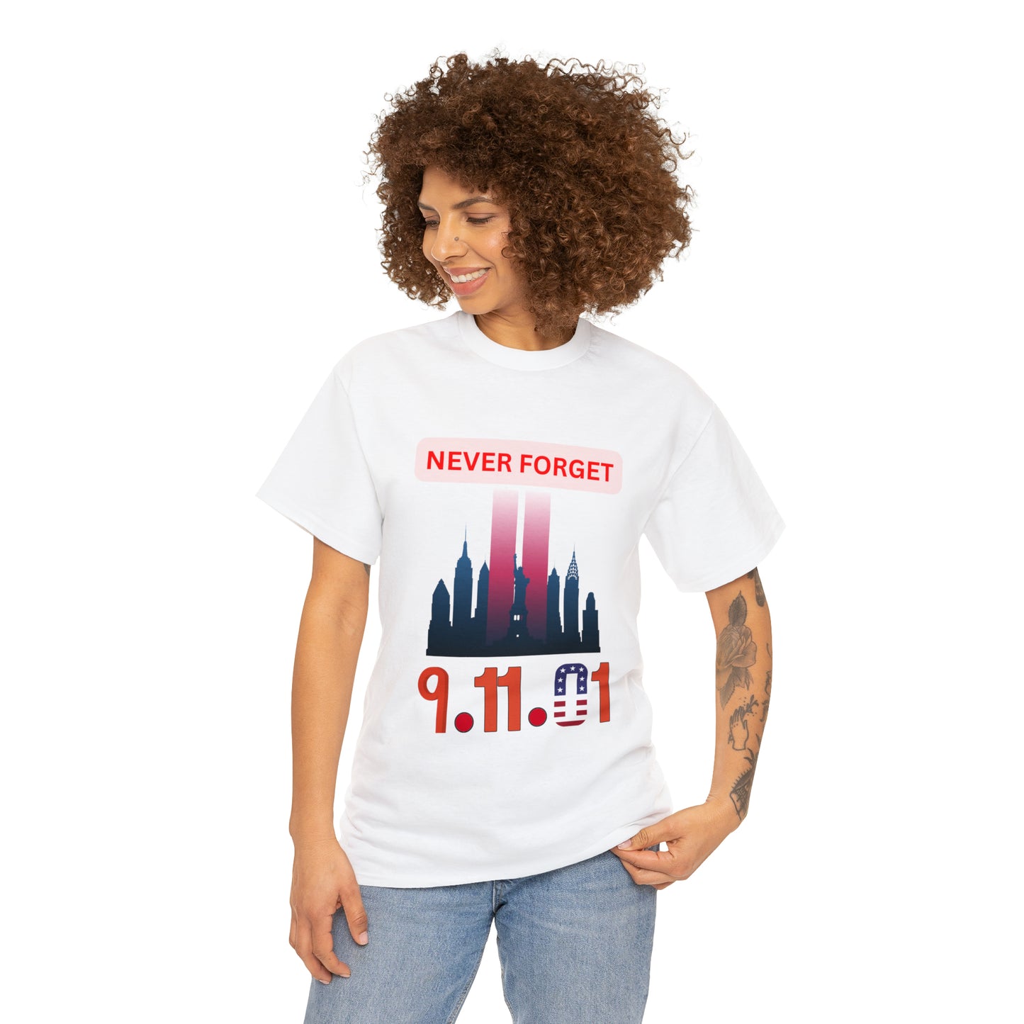 Unisex Heavy Cotton Tee- Never Forget 9/11/01