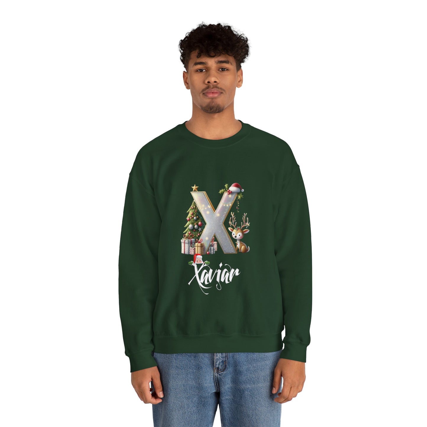 Custom Christmas Alphabet Matching Family Sweatshirt, Personalized Xmas Sweater Christmas Alphabet Gifts Family Reunion Christmas Sweatshirt