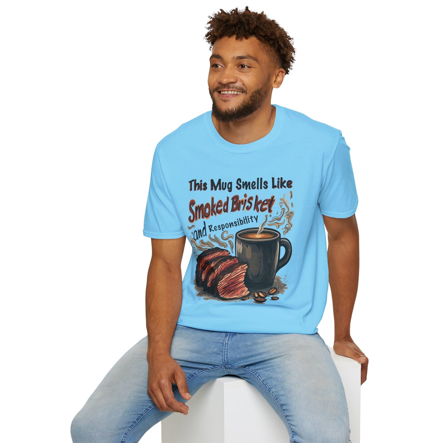 This Mug Smells Like Smoked Brisket T-Shirt | Father's Day Gift | Unisex Tee for Dads | Comfortable Casual Wear | Gift for Dad | Fire Theme