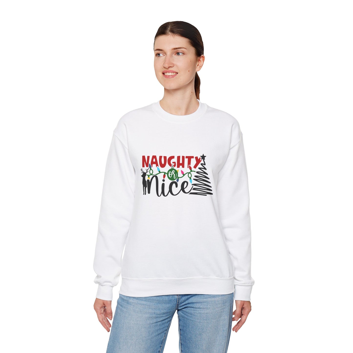 Naughty or Nice Unisex Heavy Blend Crewneck Sweatshirt, Funny T-shirt, Christmas Shirt, Christmas Slogan Shirts, Christmas Sweater, Santa Shirt