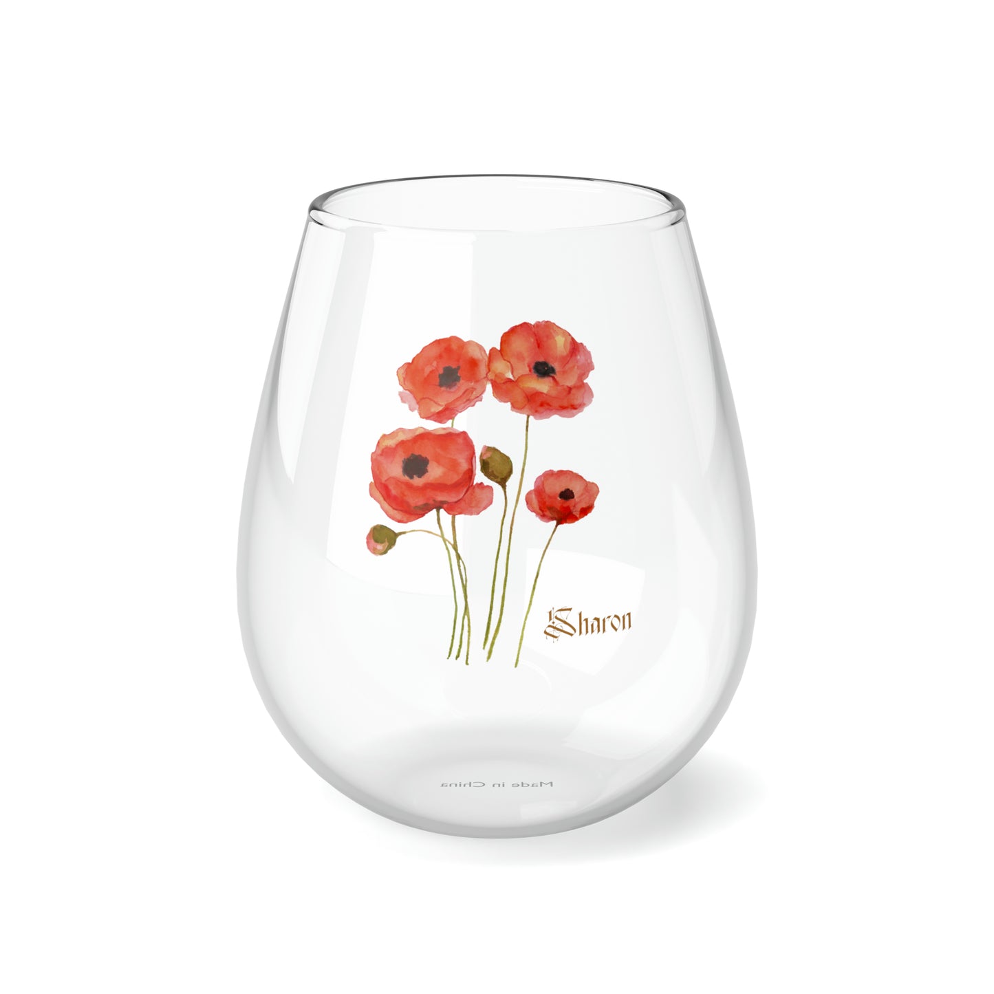 August PERSONALIZED Birth Flower Wine Glass, Birth Flower Gifts, Birth Flower wine glass, Birth Flower Gifts for Women, Gift for coworker, sister gift, birthday gift, Valentine gift, Stemless Wine Glass, 11.75oz