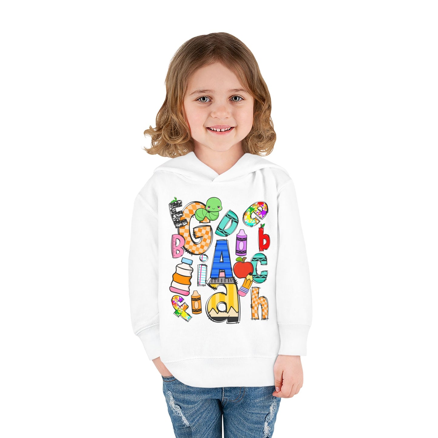 Alphabet Toddler Pullover Hoodie: Colorful Unisex Fleece Sweatshirt