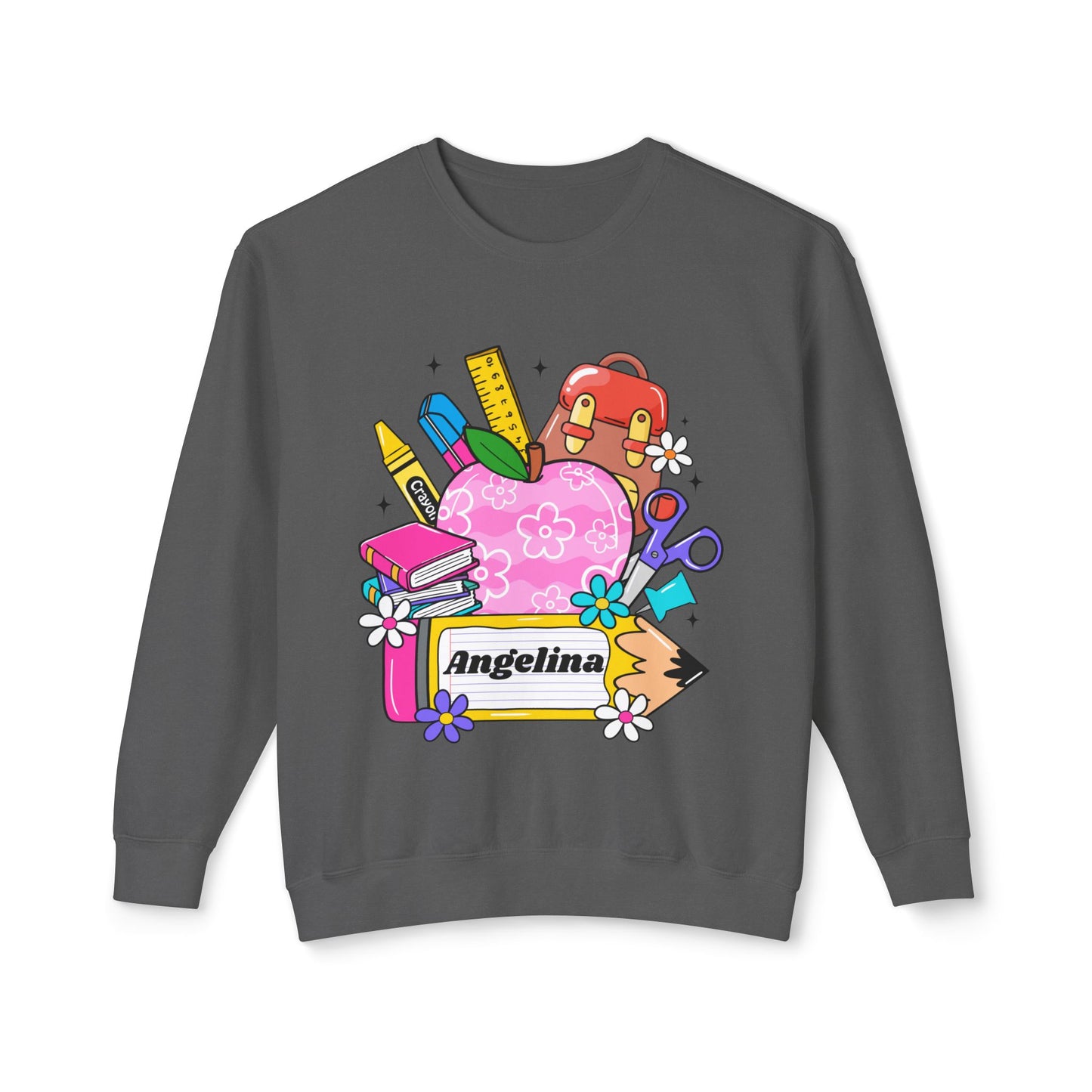 Custom name unisex alphabet sweatshirt for youth, toddlers & adults. Toddler and preschool gift, First Day Of School, fun shirt for youth