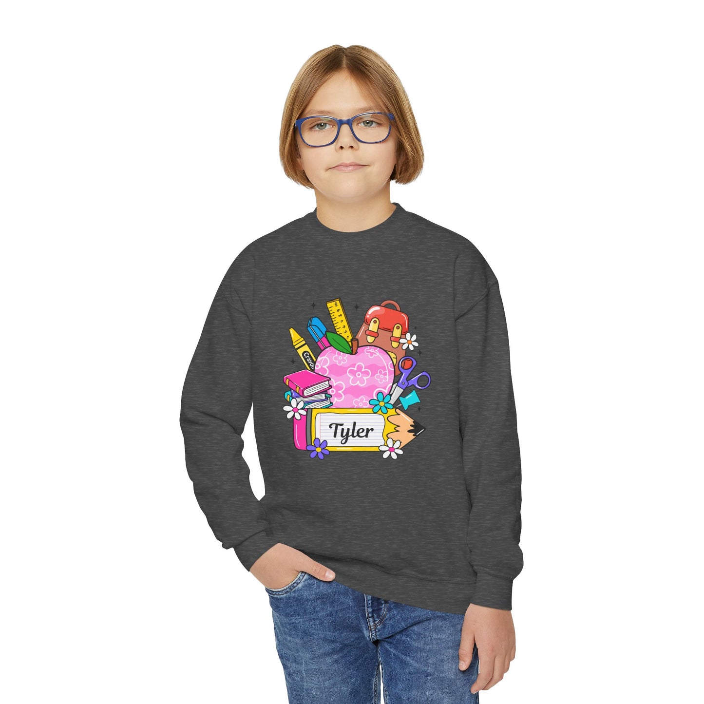 Custom name unisex alphabet sweatshirt for youth, toddlers & adults. Toddler and preschool gift, First Day Of School, fun shirt for youth