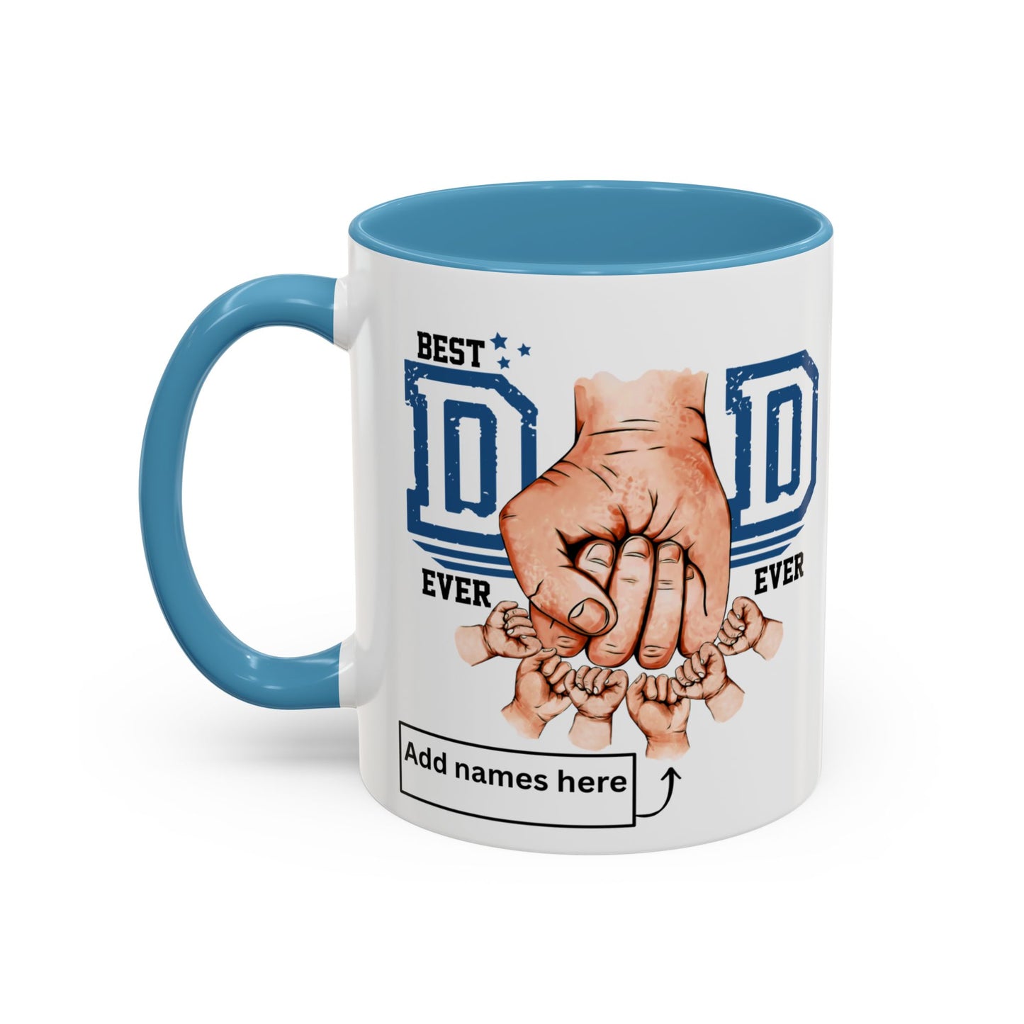 6 kids Personalized Accent Mug - Vibrant Color Contrast Coffee Mug for Coffee Lovers and Dads