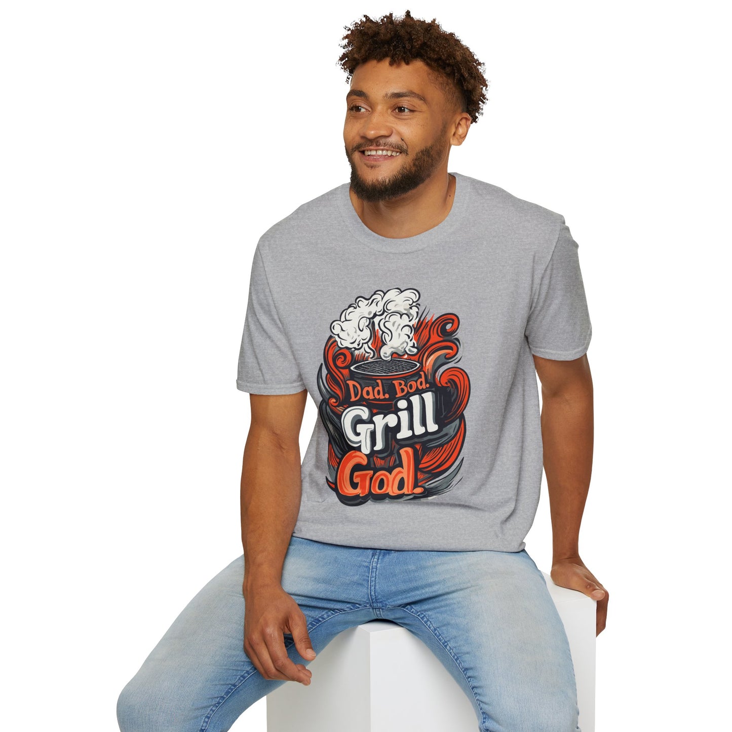 Dad, Bod Grill God T-Shirt | Father's Day Gift | Unisex Tee for Dads | Comfortable Casual Wear | Gift for Dad | Fire Theme