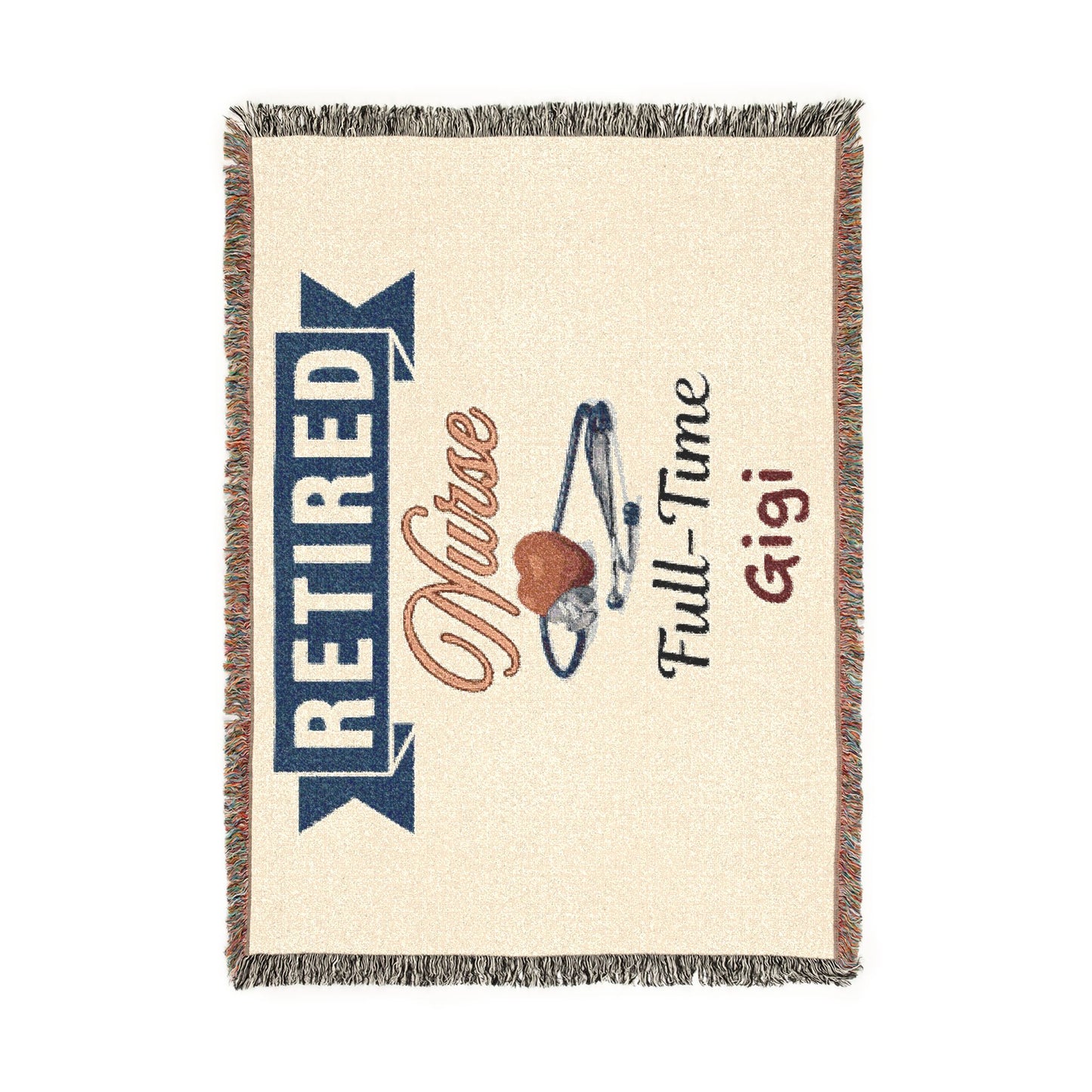 Personalized Retirement Blanket, Woven Cotton Throw, Coworker Gift, Officially Retired Banner