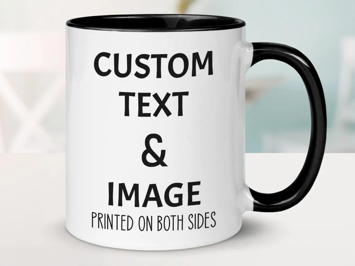 Custom Photo Mug with Text, Personalized Photo Coffee Mug, Double-Sided Print - 11oz & 15oz, Gift for Family, Friends