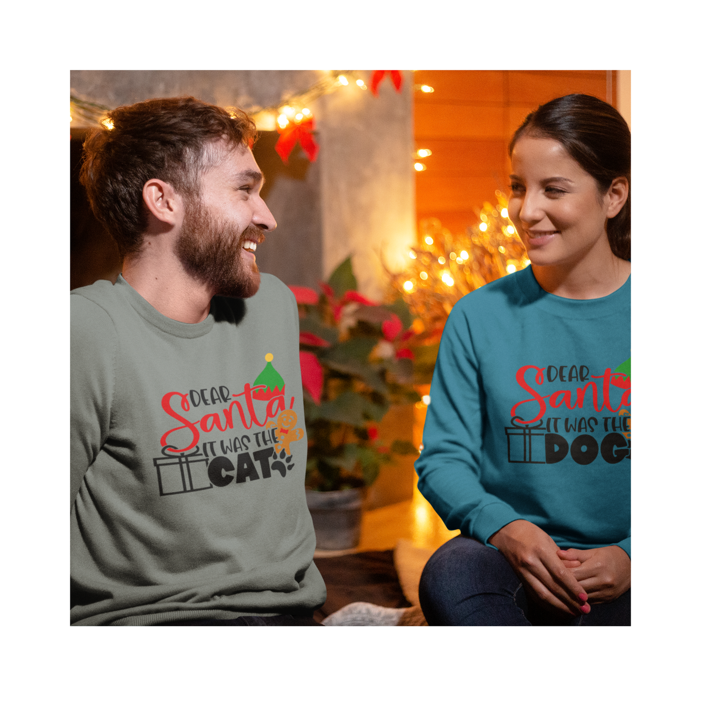 Dear Santa It Was the Cat Unisex Garment-Dyed Sweatshirt, Dear Santa Dog Shirt, Christmas Shirt, Family Christmas Shirt, Dog Shirt, Animal Lover Shirt, Dog Lover Tee