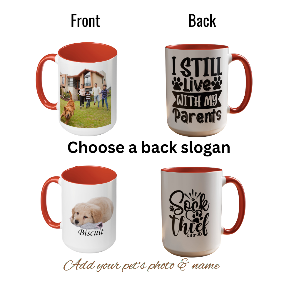 Custom Photo Mug with Text, Personalized Photo Coffee Mug, Double-Sided Print - 11oz & 15oz, Gift for Family, Friends