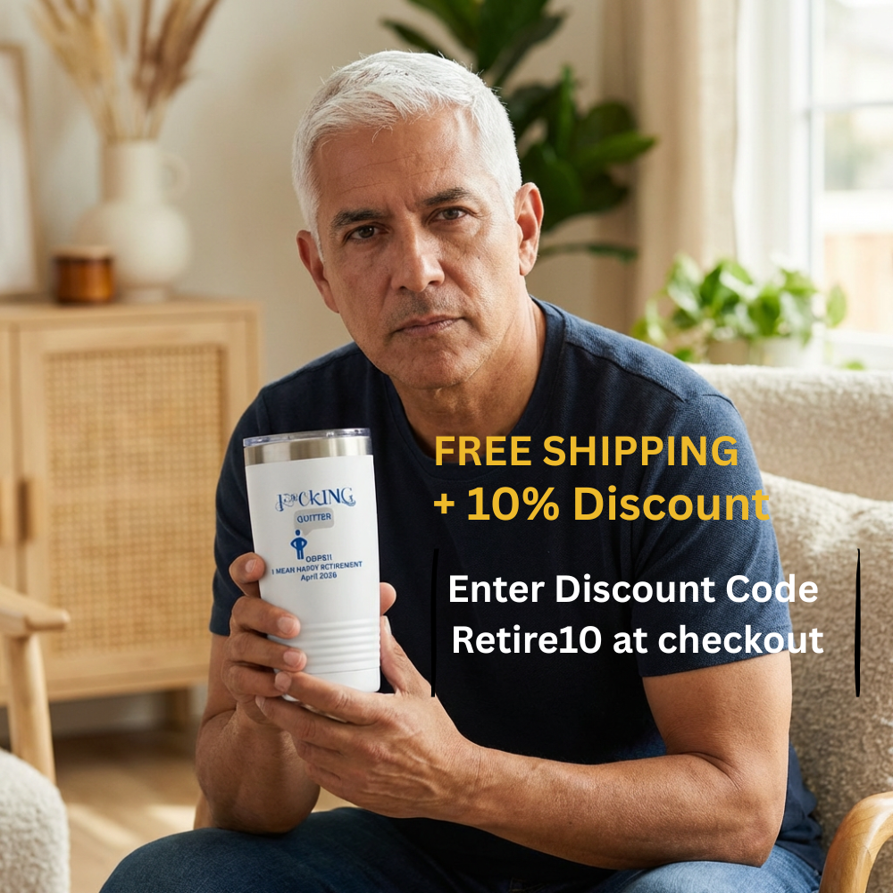 20oz Insulated Tumbler — “F*cking Quitter” Funny Retirement Travel Mug (I Mean Happy Retirement, April 2026)
