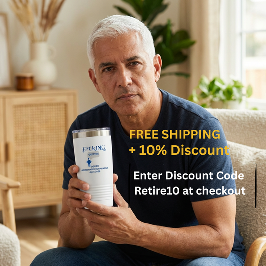 20oz Insulated Tumbler — “F*cking Quitter” Funny Retirement Travel Mug (I Mean Happy Retirement, April 2026)