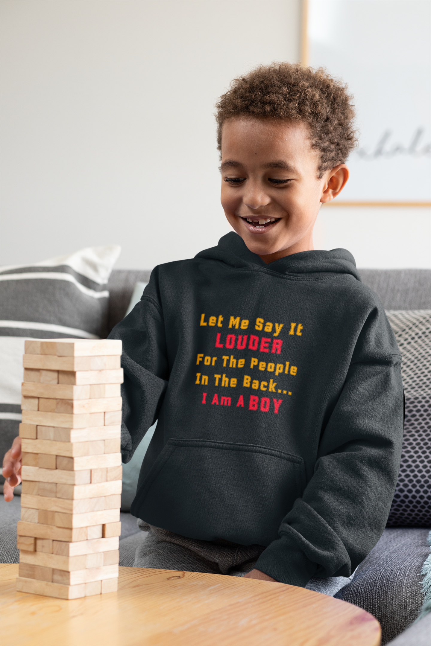 Boy Toddler Pullover Fleece Hoodie - Let Me Say It Louder Design