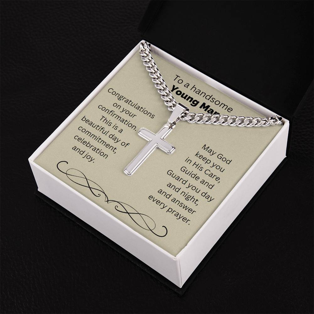 Personalized Cross for Him, Gift from Godmother, Gift from Godparent, Holy Confirmation for Him, Catholic, Confirmation Cross Necklace