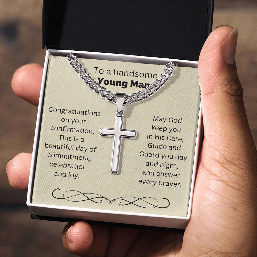 Personalized Cross for Him, Gift from Godmother, Gift from Godparent, Holy Confirmation for Him, Catholic, Confirmation Cross Necklace