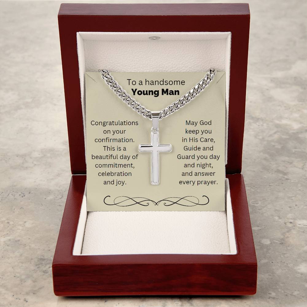 Personalized Cross for Him, Gift from Godmother, Gift from Godparent, Holy Confirmation for Him, Catholic, Confirmation Cross Necklace