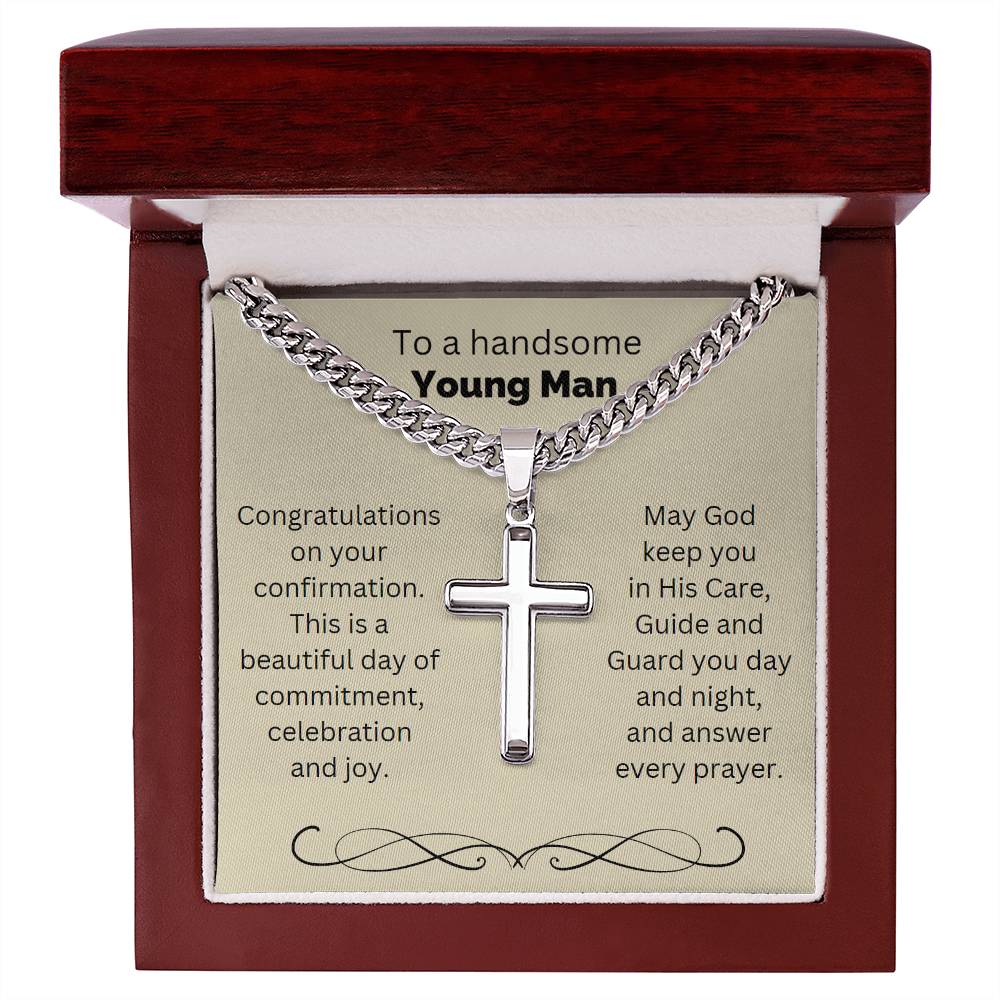 Personalized Cross for Him, Gift from Godmother, Gift from Godparent, Holy Confirmation for Him, Catholic, Confirmation Cross Necklace