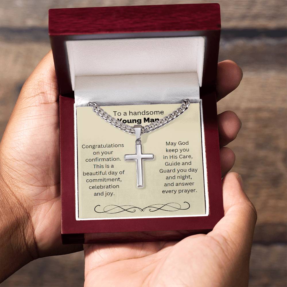 Personalized Cross for Him, Gift from Godmother, Gift from Godparent, Holy Confirmation for Him, Catholic, Confirmation Cross Necklace