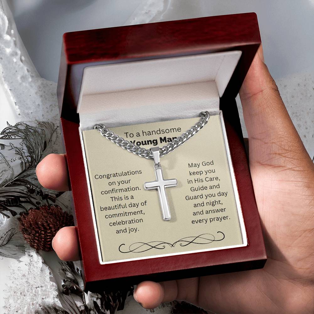 Personalized Cross for Him, Gift from Godmother, Gift from Godparent, Holy Confirmation for Him, Catholic, Confirmation Cross Necklace