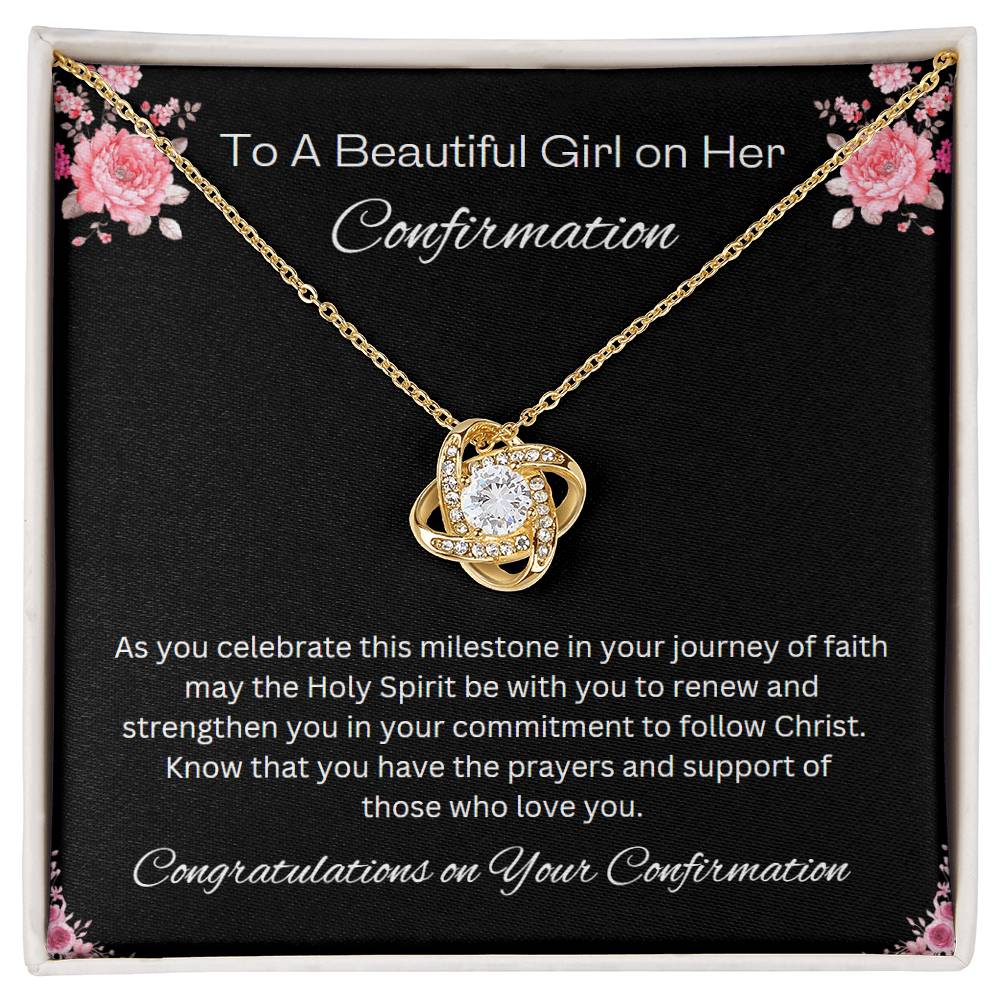 Love Knot Necklace Confirmation Necklace, Christian Gift, Gift from Godparent, Gift from Parent, Gift Necklace, Baptism Gift, First Communion, Faith, Christening, Confirmation, Confirmation Gift for Girls Catholic, Holy Confirmation for Girls