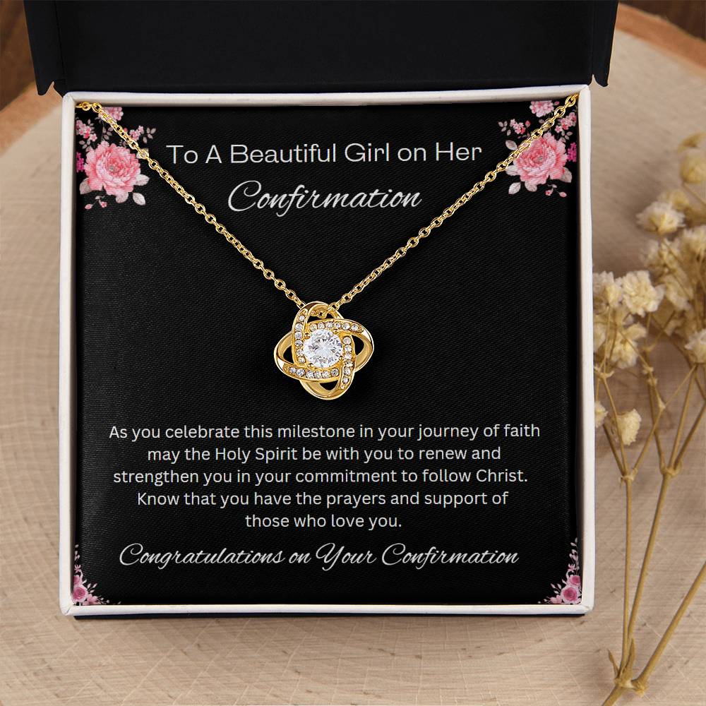 Love Knot Necklace Confirmation Necklace, Christian Gift, Gift from Godparent, Gift from Parent, Gift Necklace, Baptism Gift, First Communion, Faith, Christening, Confirmation, Confirmation Gift for Girls Catholic, Holy Confirmation for Girls