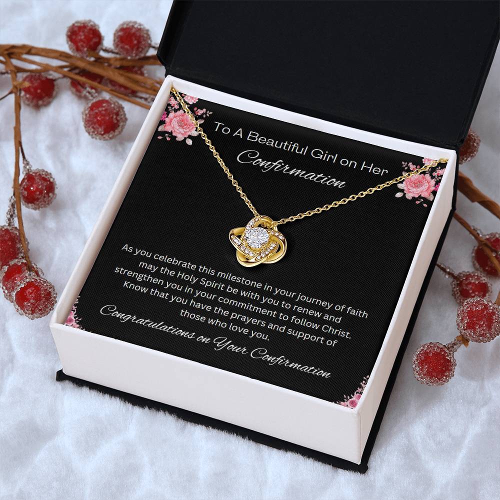 Love Knot Necklace Confirmation Necklace, Christian Gift, Gift from Godparent, Gift from Parent, Gift Necklace, Baptism Gift, First Communion, Faith, Christening, Confirmation, Confirmation Gift for Girls Catholic, Holy Confirmation for Girls