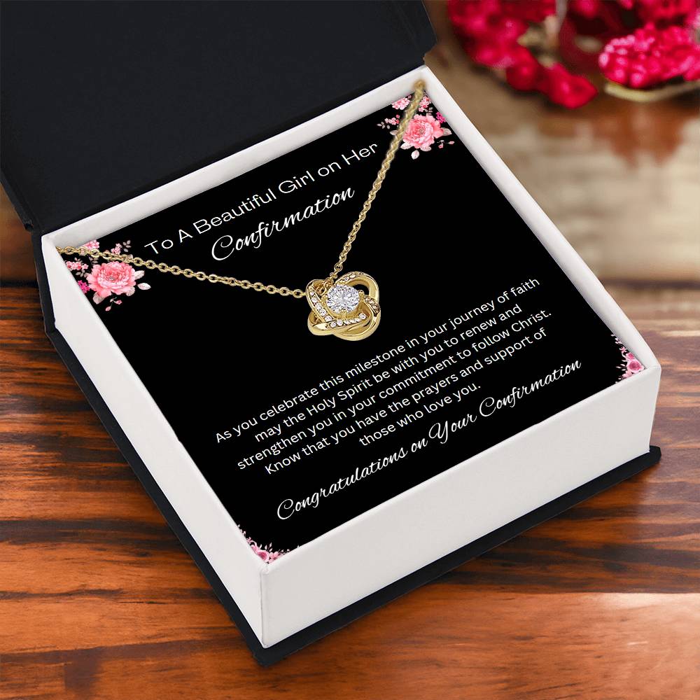 Love Knot Necklace Confirmation Necklace, Christian Gift, Gift from Godparent, Gift from Parent, Gift Necklace, Baptism Gift, First Communion, Faith, Christening, Confirmation, Confirmation Gift for Girls Catholic, Holy Confirmation for Girls