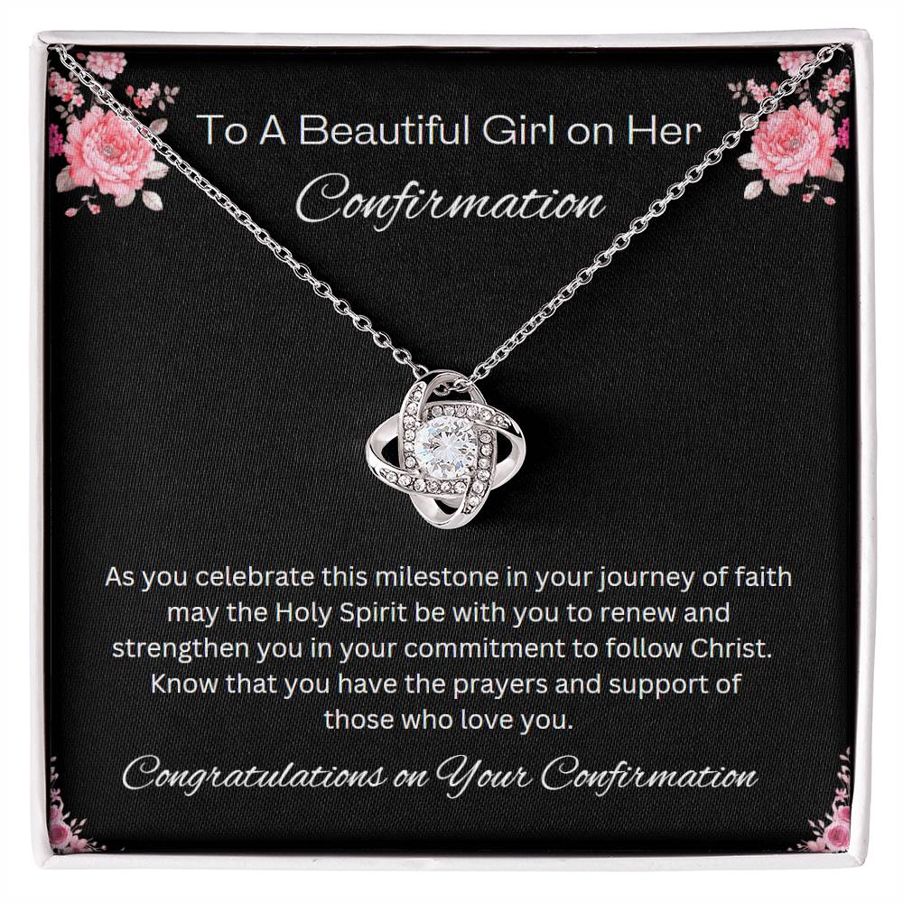 Love Knot Necklace Confirmation Necklace, Christian Gift, Gift from Godparent, Gift from Parent, Gift Necklace, Baptism Gift, First Communion, Faith, Christening, Confirmation, Confirmation Gift for Girls Catholic, Holy Confirmation for Girls