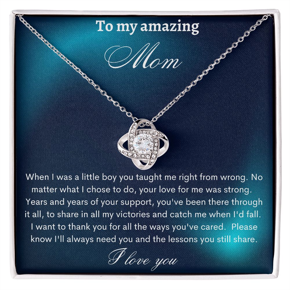 Mom Gift From Son For Mother's Day, From Son To Mom Necklace, Love Knot, Mother Gift From Son, Mom Birthday Gift From Son, Mom And Son Gift, From Son to Mom Just Because