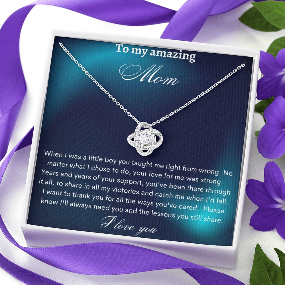 Mom Gift From Son For Mother's Day, From Son To Mom Necklace, Love Knot, Mother Gift From Son, Mom Birthday Gift From Son, Mom And Son Gift, From Son to Mom Just Because