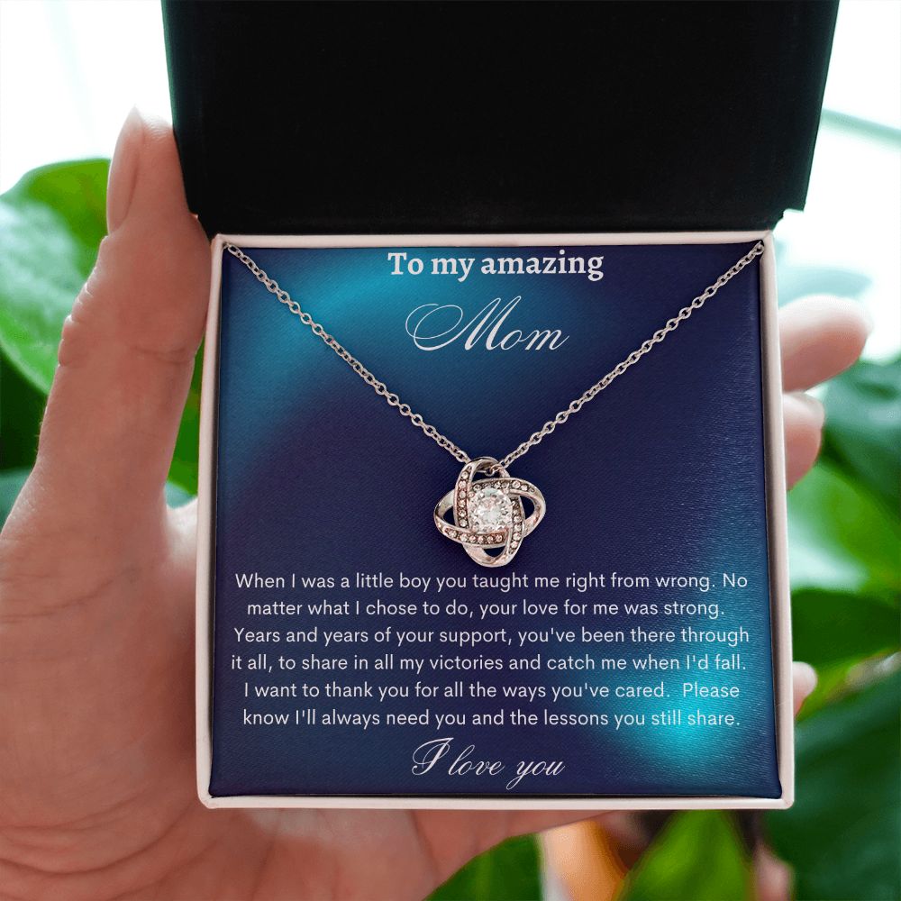 Mom Gift From Son For Mother's Day, From Son To Mom Necklace, Love Knot, Mother Gift From Son, Mom Birthday Gift From Son, Mom And Son Gift, From Son to Mom Just Because