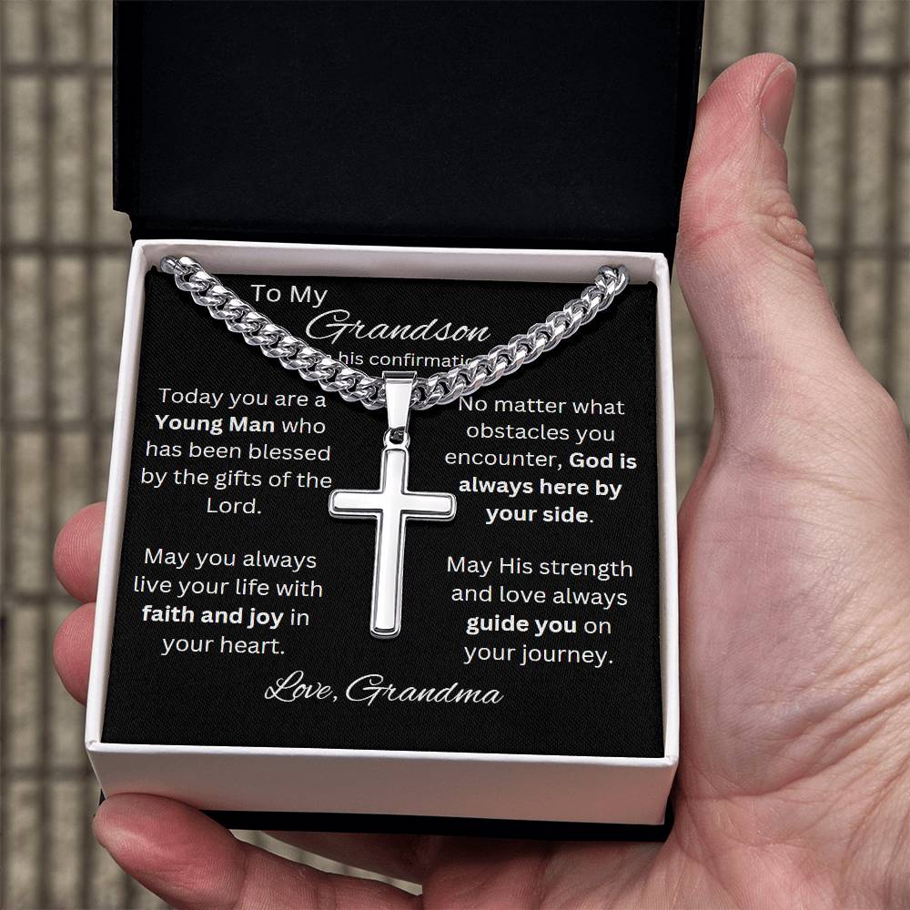 Grandson Confirmation, Confirmation Gift for Boys, Gift from Grandma, Confirmation Necklace, Gift for Him, Baptism Gift, First Communion, Faith, Christening, Confirmation, Cross Necklace