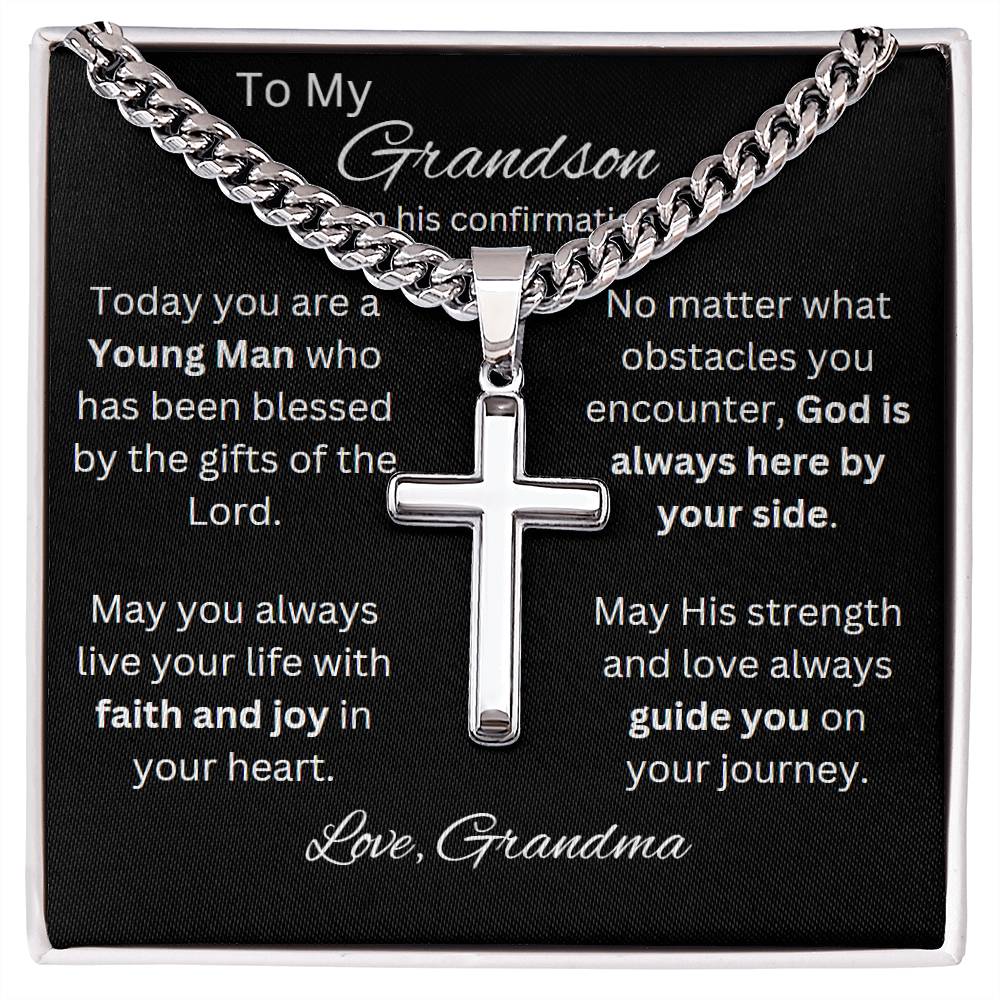 Grandson Confirmation, Confirmation Gift for Boys, Gift from Grandma, Confirmation Necklace, Gift for Him, Baptism Gift, First Communion, Faith, Christening, Confirmation, Cross Necklace