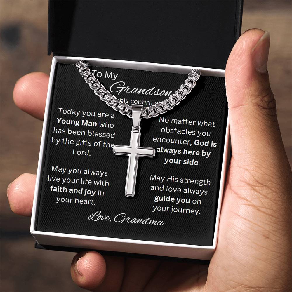 Grandson Confirmation, Confirmation Gift for Boys, Gift from Grandma, Confirmation Necklace, Gift for Him, Baptism Gift, First Communion, Faith, Christening, Confirmation, Cross Necklace