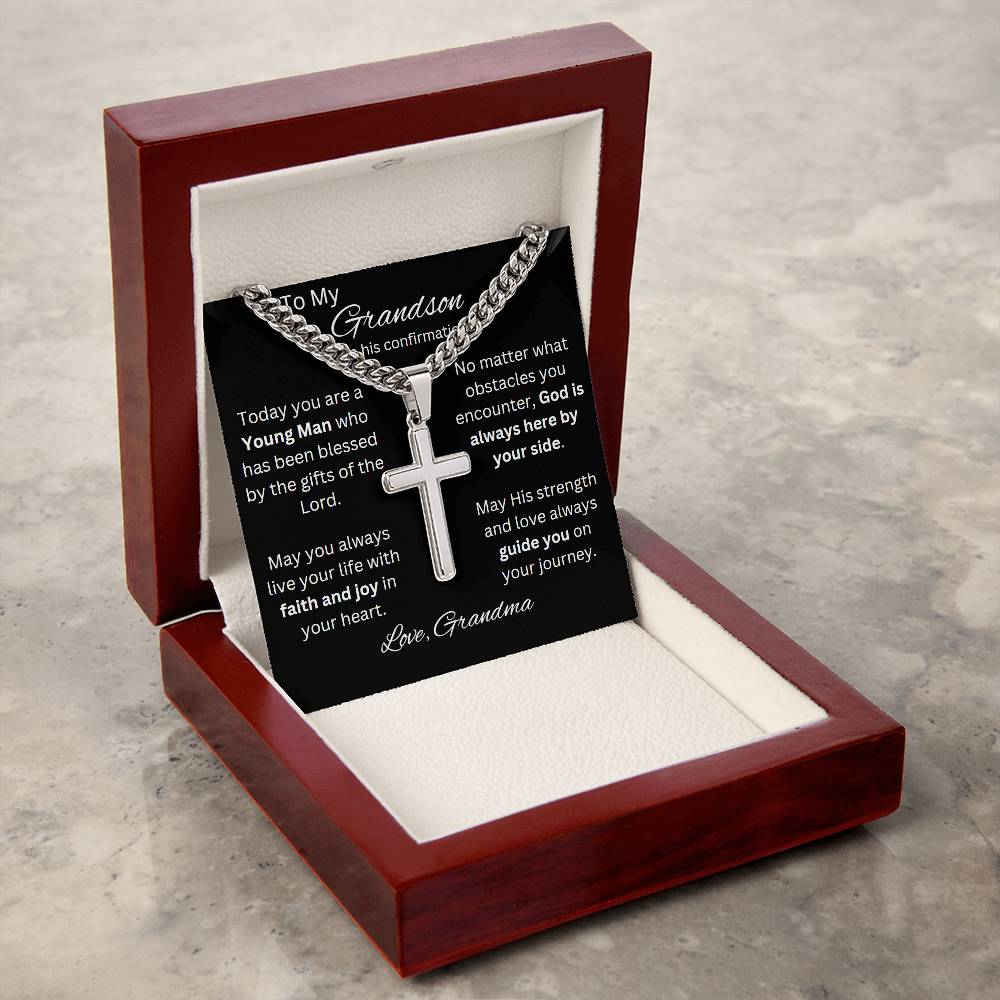 Grandson Confirmation, Confirmation Gift for Boys, Gift from Grandma, Confirmation Necklace, Gift for Him, Baptism Gift, First Communion, Faith, Christening, Confirmation, Cross Necklace