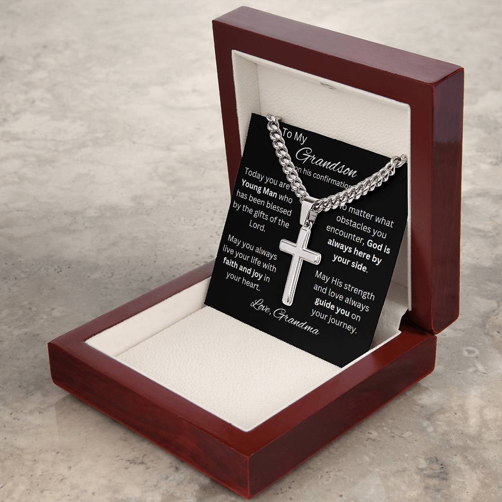 Grandson Confirmation, Confirmation Gift for Boys, Gift from Grandma, Confirmation Necklace, Gift for Him, Baptism Gift, First Communion, Faith, Christening, Confirmation, Cross Necklace