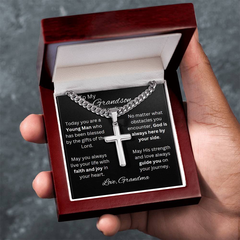 Grandson Confirmation, Confirmation Gift for Boys, Gift from Grandma, Confirmation Necklace, Gift for Him, Baptism Gift, First Communion, Faith, Christening, Confirmation, Cross Necklace