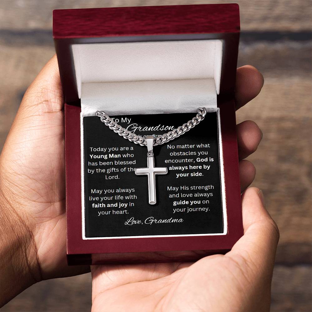 Grandson Confirmation, Confirmation Gift for Boys, Gift from Grandma, Confirmation Necklace, Gift for Him, Baptism Gift, First Communion, Faith, Christening, Confirmation, Cross Necklace