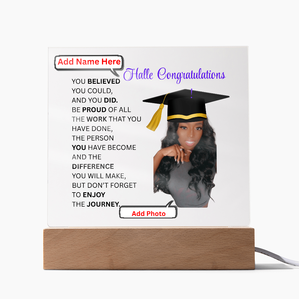 Personalize Printed Acrylic Plaque w/photo and name. Graduate Senior Gift, Graduation Gift for Her, Graduation Gift of 2025, Graduate Gift