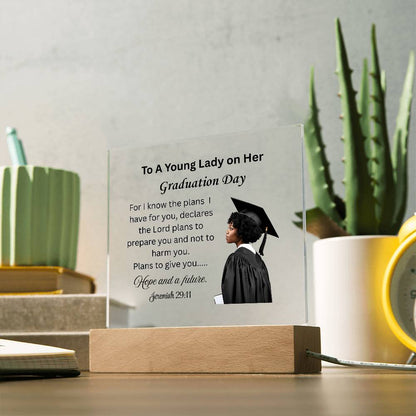On her graduation day. Printed Square Acrylic Plaque. Graduating Senior Gifts, Graduation Gift for Her, Graduation Gifts, Class of 2025