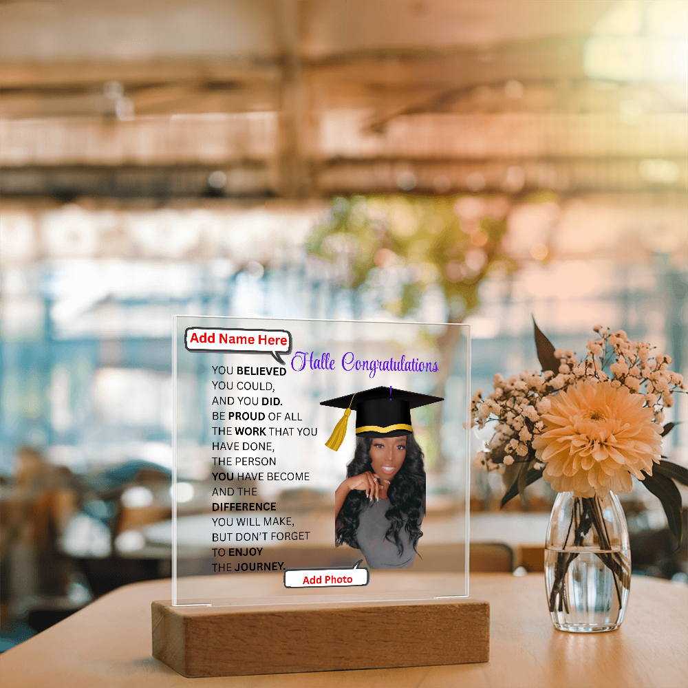 Personalize Printed Acrylic Plaque w/photo and name. Graduate Senior Gift, Graduation Gift for Her, Graduation Gift of 2025, Graduate Gift