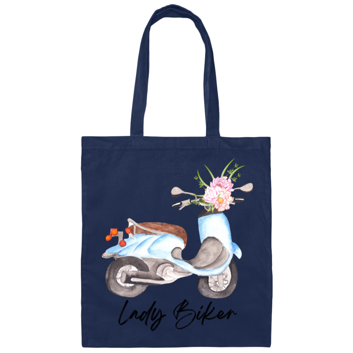 Lady Biker Canvas Tote Bag