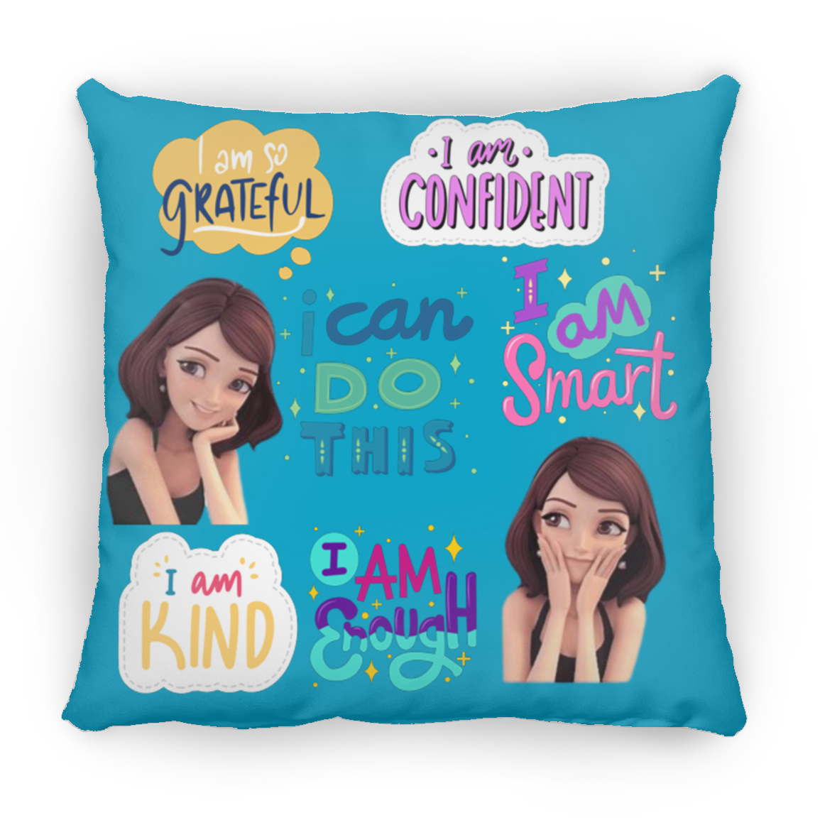 I Am Grateful. I Am Confident. Large Square Pillow