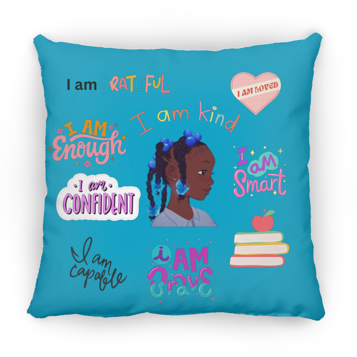 I Am Grateful. I Am Kind. Large Square Pillow