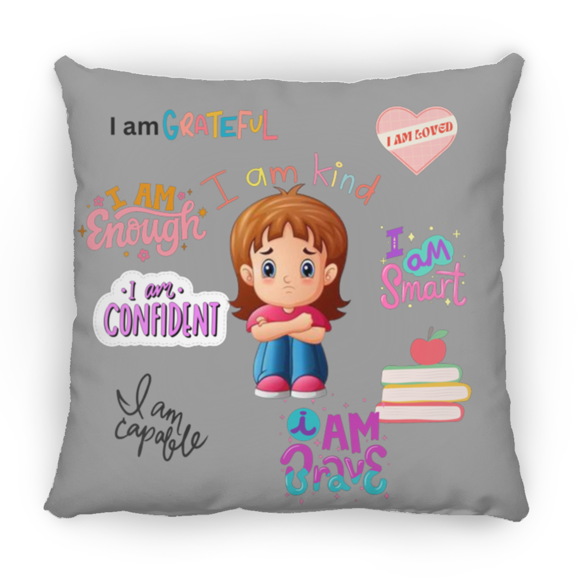 I Am Grateful. I Am Kind. Large Square Pillow