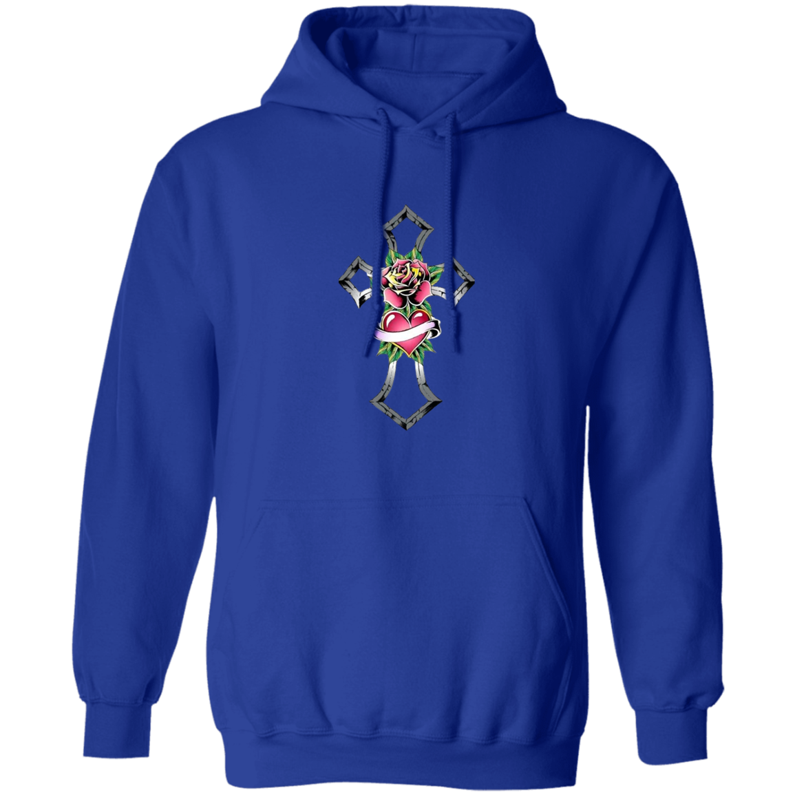 Tribal Rose with Heart Emblem Unisex Pullover Hoodie