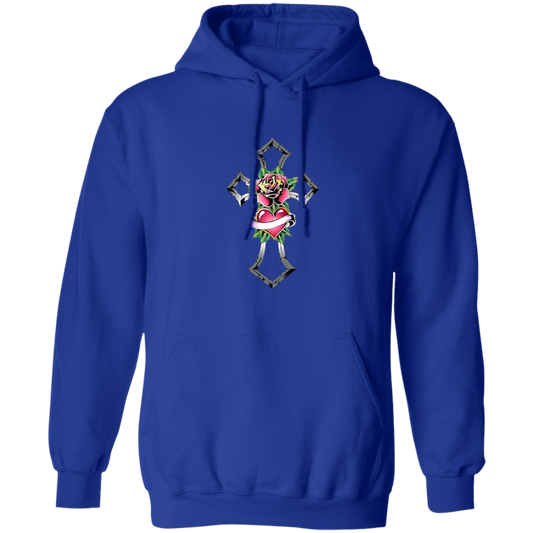 Tribal Rose with Heart Emblem Unisex Pullover Hoodie