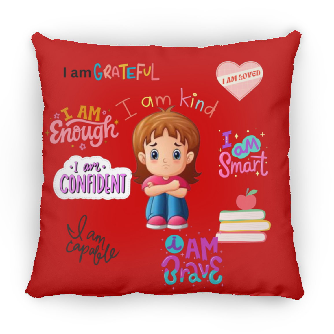 I Am Grateful. I Am Kind. Large Square Pillow